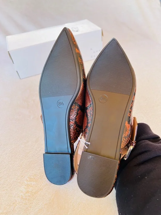 Snake Print Slingback Flats Pointed Toe Neutral Chic Minimalist SIZE 8.5 NWT - Picture 9 of 10